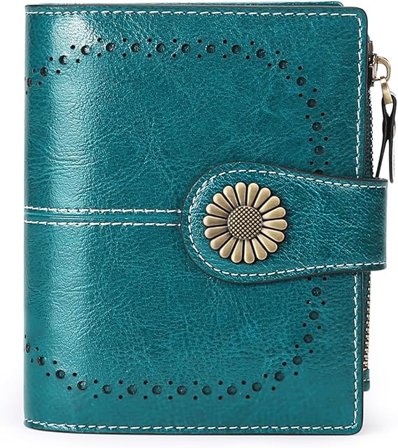 SENDEFN Women's RFID Bifold Leather Wallet with Zipper Pocket