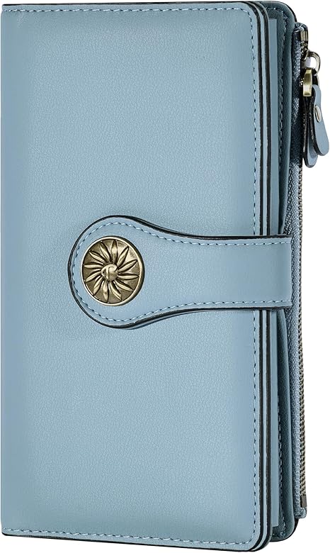 Travelambo Women's RFID Waxed Leather Large Clutch Wallet Organizer